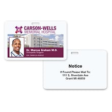 Custom Full Color I.D. Badge, Two Sided, With Slot, 2-1/8 x 3-3/8, Horizontal Layout