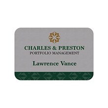 Custom Full Color Silver Plastic Name Badge, 2 x 3