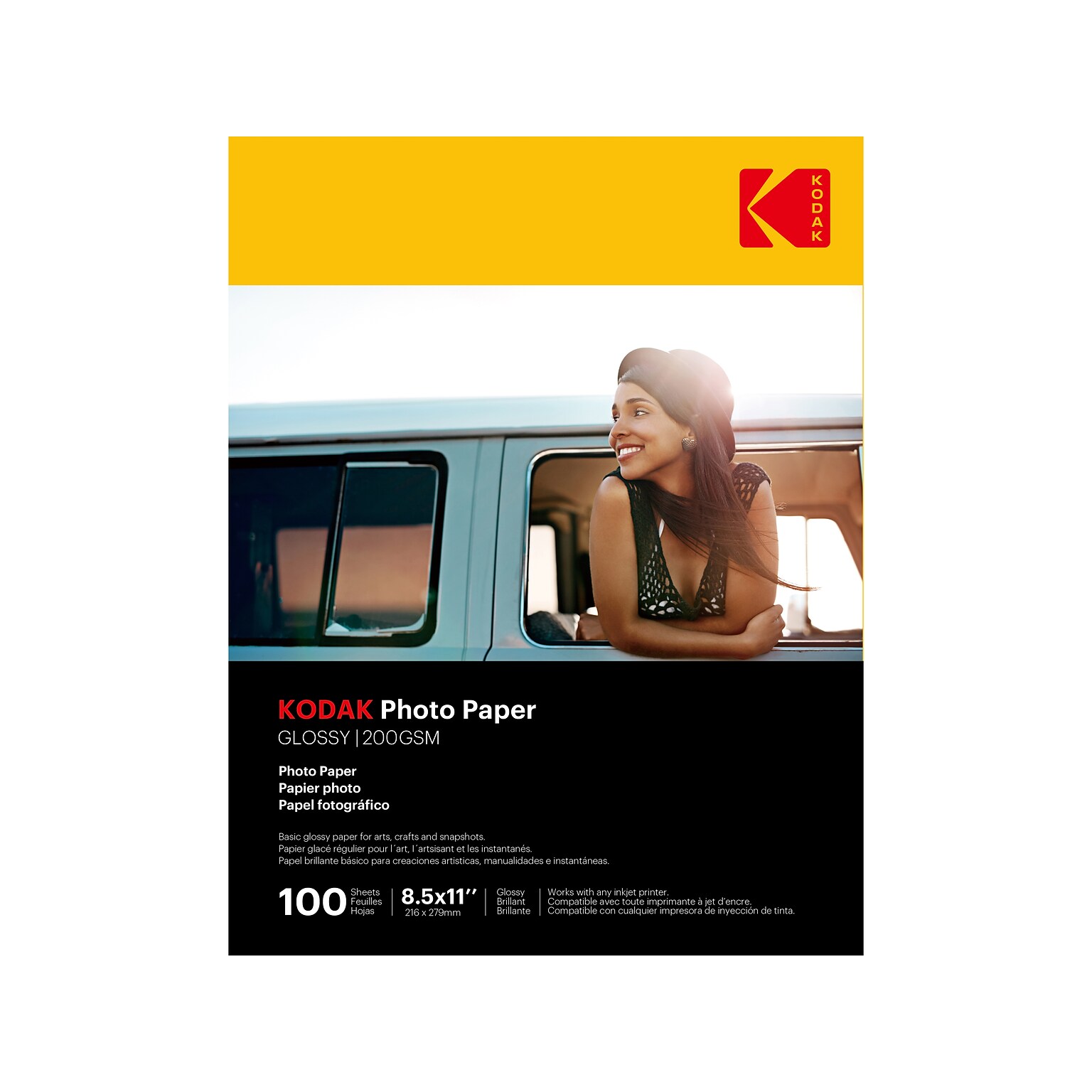 Kodak Glossy Photo Paper, 8.5 x 11, 100 Sheets/Pack (41183)