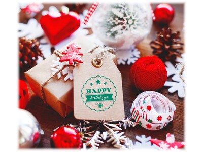 Woodies Stamp Kit, "Happy Holidays", Green Ink (071814KIT)