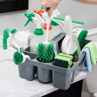 Libman Commercial 6-Compartment Cleaning Caddy, Gray Plastic (1225004)