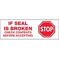 Tape Logic™ 2x55 yd Pre Printed Stop If Seal Is Broken Carton Sealing Tape; Red On White, 18/Pack