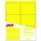 JAM Paper Shipping Label, 3 1/3" x 4", Neon Yellow, 6 Labels/Sheet, 20 Sheets/Pack (354328049)