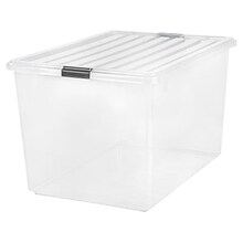 Iris 132 Qt. Latch Lid Storage Box, Clear (100251)