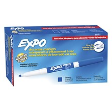 Expo Dry Erase Markers, Fine Tip, Blue, 12/Pack (86003)