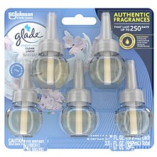 Glade PlugIns Scented Oil Refill, Clean Linen, 0.67 Oz., 5/Pack (315182)