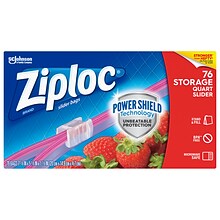 Ziploc Slider Storage Bags, Quart, 76/Carton (316490)