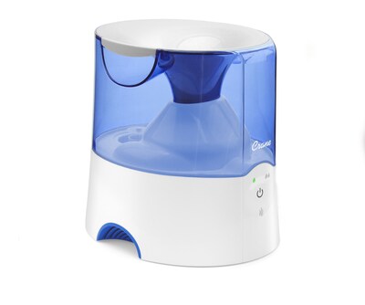 Crane Warm Mist Tabletop Humidifier, 0.5-Gallon, For Rooms 250 sq. ft., Blue/White (EE-5202H)