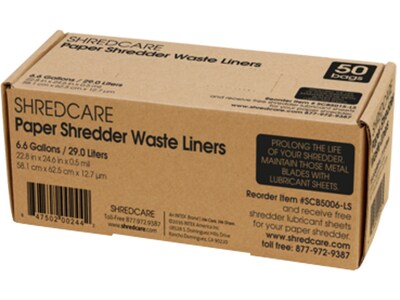 ShredCare Shredder Waste Liners, 6.6 Gal., 50/Pack (SCB5006)