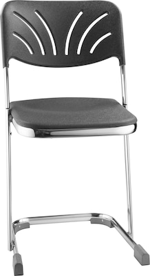 National Public Seating 18 6600 Series Blow Molded Polypropylene Z-Stool with Backrest, Black, 3/Pa