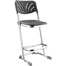 National Public Seating 24 6600 Series Blow Molded Polypropylene Z-Stool with Backrest, Black, 3/Pa