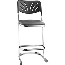 National Public Seating 24 6600 Series Blow Molded Polypropylene Z-Stool with Backrest, Black, 3/Pa