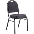 NPS #9264-BT Dome-Back Fabric Padded Stack Chair, Diamond Navy/Black Sandtex - 4 Pack