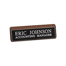 Custom Walnut Desk Block with Engraved Name Plate Sign, 2 x 10