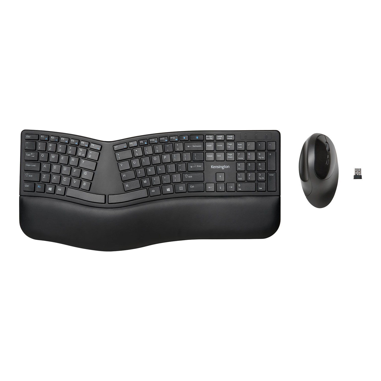 Kensington Pro Fit K75406US Wireless Ergonomic Keyboard and Mouse Combo, Black