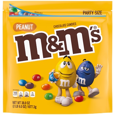 M&Ms Party Size Peanut Milk Chocolate Candy Pieces, 38 oz. (MMM55116)