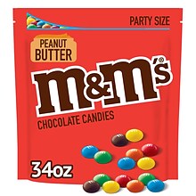 M&Ms Party Size Peanut Butter Milk Chocolate Candy Pieces, 34 oz. (MMM55085)