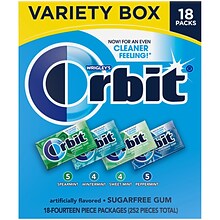 Orbit Variety Box Sugar Free Gum, Assorted Flavors, 12.8 oz., 252 Pieces/Pack, 18/Pack (220-00568)