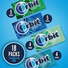 Orbit Variety Box Sugar Free Gum, Assorted Flavors, 12.8 oz., 252 Pieces/Pack, 18/Pack (220-00568)