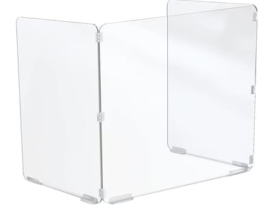 MooreCo Freestanding Trifold Desktop Screen, 23.5H x 23W, Clear Acrylic (66347)