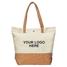 Custom 12 oz Canvas/Cork Shopper Tote; 17x3-3/4, (QL48731)