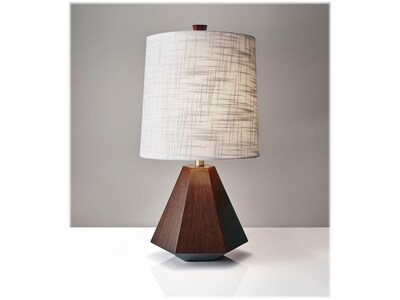Adesso Grayson 3-Way CFL Table Lamp, Walnut Birch Wood/White (1508-15)