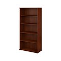 Bush Business Furniture Studio C 72.8H 5-Shelf Bookcase with Adjustable Shelves, Hansen Cherry Lami