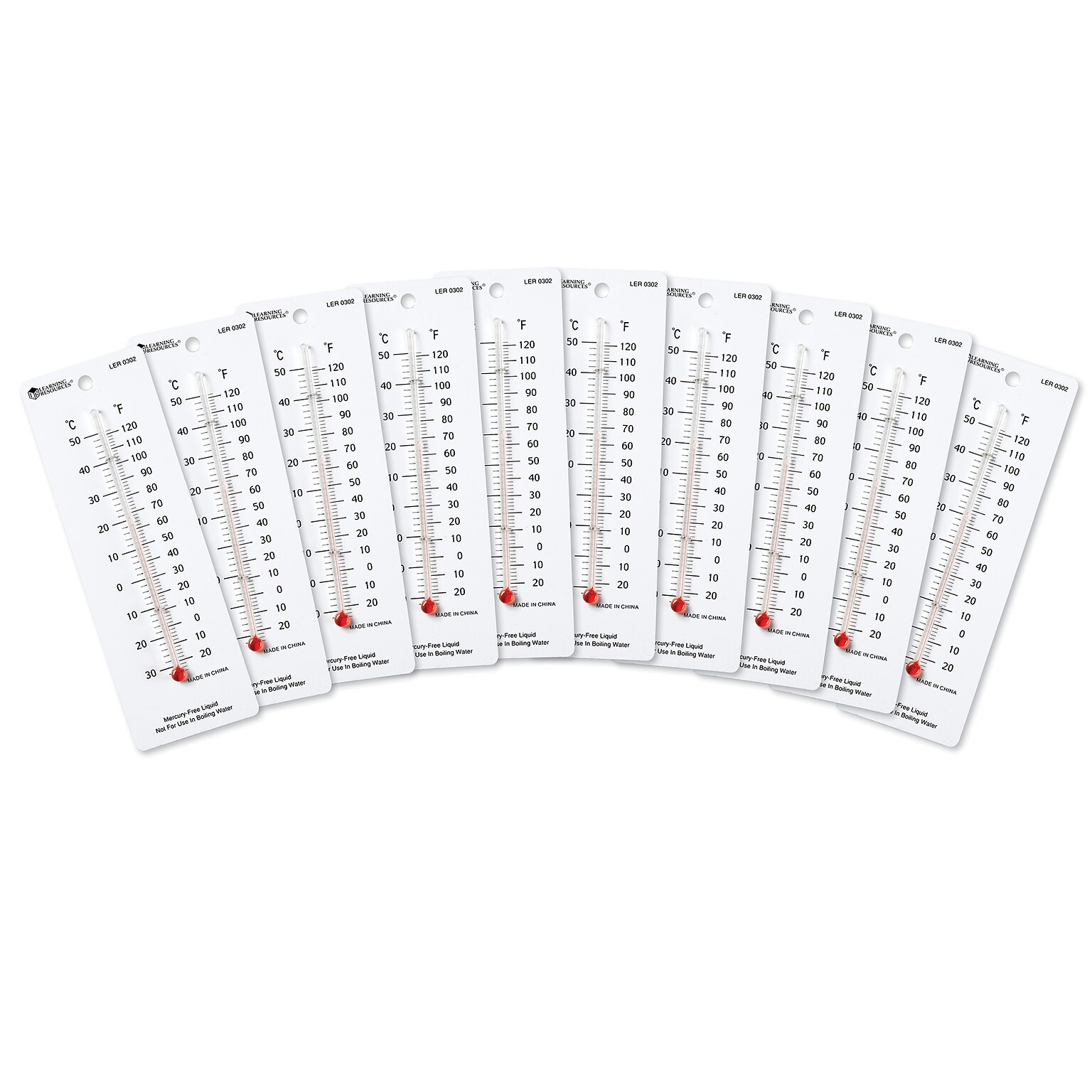 Learning Resources Student Thermometers, Set of 10 (LER0302)