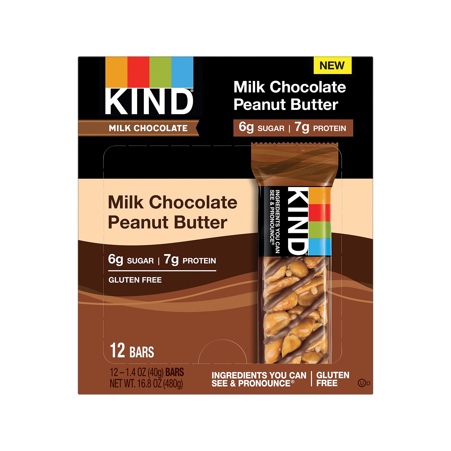 KIND Gluten Free Milk Chocolate Peanut Butter Nut Bar, 1.4 oz., 12 Bars/Box (PHW28352)