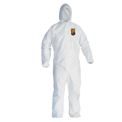 KleenGuard® A40 Liquid and Particle Protection Apparel Coveralls, Hooded, White, Large, 25/CT