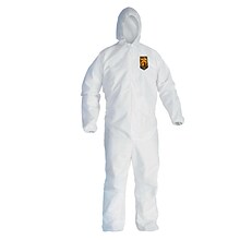 KleenGuard® A40 Liquid and Particle Protection Apparel Coveralls, Hooded, White, Large, 25/CT