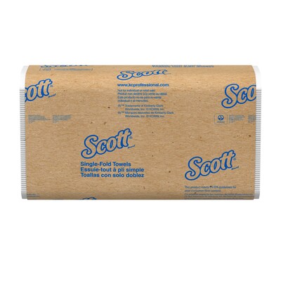 Scott Essential Recycled Single Fold Paper Towels, 1-ply, 250 Sheets/Pack, 16 Packs/Carton (01700)