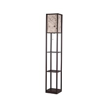 Adesso Script 62 Glossy Brown Shelf Floor Lamp with Rectangular Shade (SL1162-25)