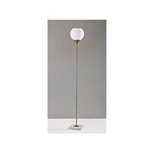 Adesso Fiona 71 Antique Brass/White Marble Floor Lamp with Round Shade (5179-21)