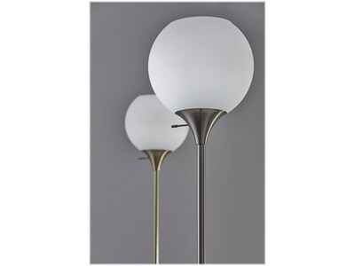 Adesso Fiona 71" Antique Brass/White Marble Floor Lamp with Round Shade (5179-21)