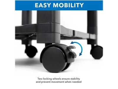 Mount-It! 3-Shelf Plastic/Poly Mobile Utility Cart with Lockable Wheels, Black (MI-7855A)