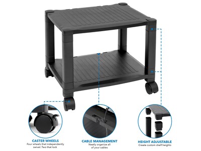 Mount-It! 2-Shelf Plastic/Poly Mobile Utility Cart with Lockable Wheels, Black (MI-7854A)