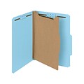 Smead 100% Recycled Pressboard Classification Folder, 1 Divider, 2 Expansion, Letter, Blue, 10/Box