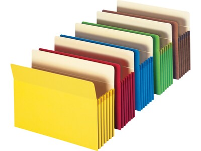 Smead File Pockets, Letter Size, Blue/Green/Red/Redrope/Yellow, 5/Pack (73836)
