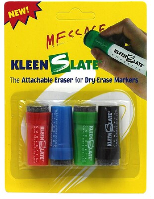KleenSlate Erasers for Dry Erase Markers, Assorted Colors, 4 Erasers/Pack, 6 Packs/Bundle (KLS0432)