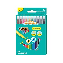 BIC Kids Ultra Washable Markers, Medium Point, Assorted Colors, 20/Pack (BKCM20-AST)