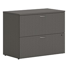 HON Mod 2-Drawer Lateral File Cabinet, Locking, Letter/Legal, Slate Teak, 36 (HONLLF3620L2LS1)