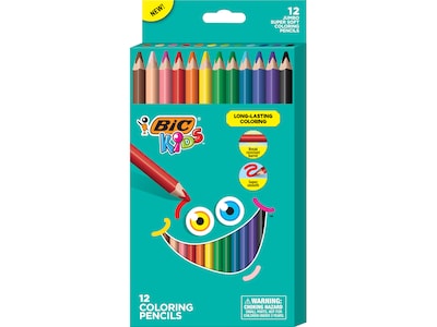 BIC Kids Jumbo Colored Pencils, Assorted Colors, 12/Pack (BKCPJ12-AST)