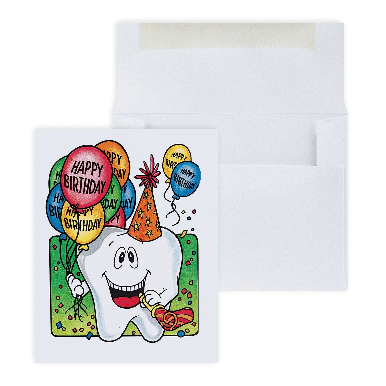 Custom Tooth Birthday Greeting Cards, With Envelopes, 4-1/4 x 5-3/8, 25 Cards per Set