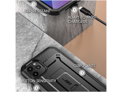 SUPCASE Unicorn Beetle Pro MagSafe Rugged Case for iPhone 12/12 Pro, Shock Absorbing, Black (SUP-iPhone2020-6.1-UBPro-SP-Black)