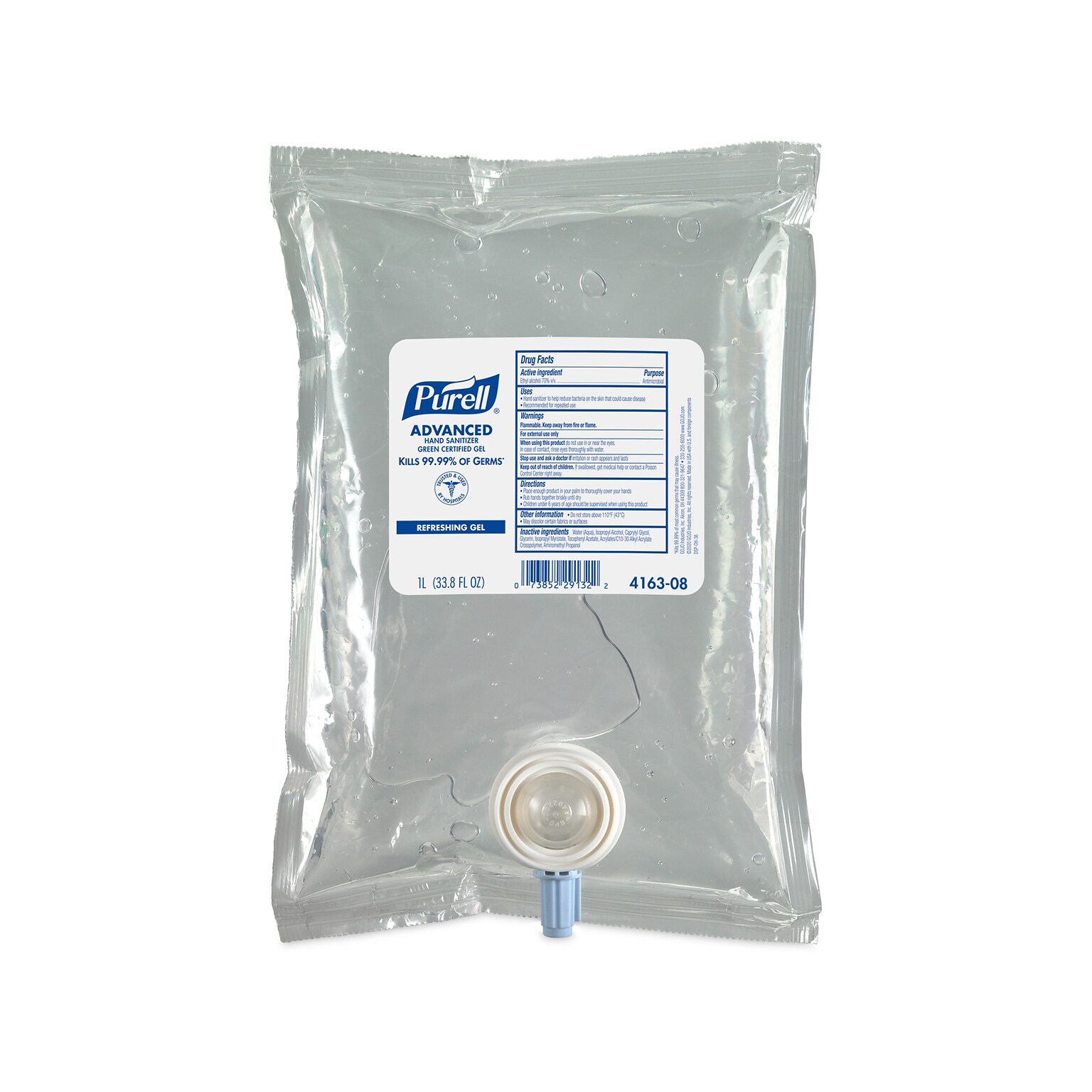 PURELL Advanced 70% Alcohol Gel Hand Sanitizer Refill for CS2 Dispensing System, 1000mL, 8/Carton (4163-08)