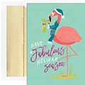 JAM PAPER Christmas Cards & Matching Envelopes Set, 7 6/7 x 5 5/8, Fabulous Flamingos, 18/Pack (52