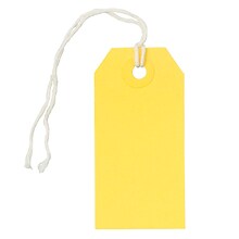 JAM PAPER Gift Tags with String, Small, 3 1/4 x 1 5/8,  Yellow, 100/pack (91931055B)