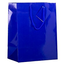 JAM PAPER Glossy Gift Bags with Rope Handles, Large, 10 x 13, Blue, 3 Bags/Pack (673GLBUB)