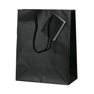 JAM Paper Matte Gift Bag with Rope Handles, Medium, Black, 100 Bags/Pack (672MABL100)